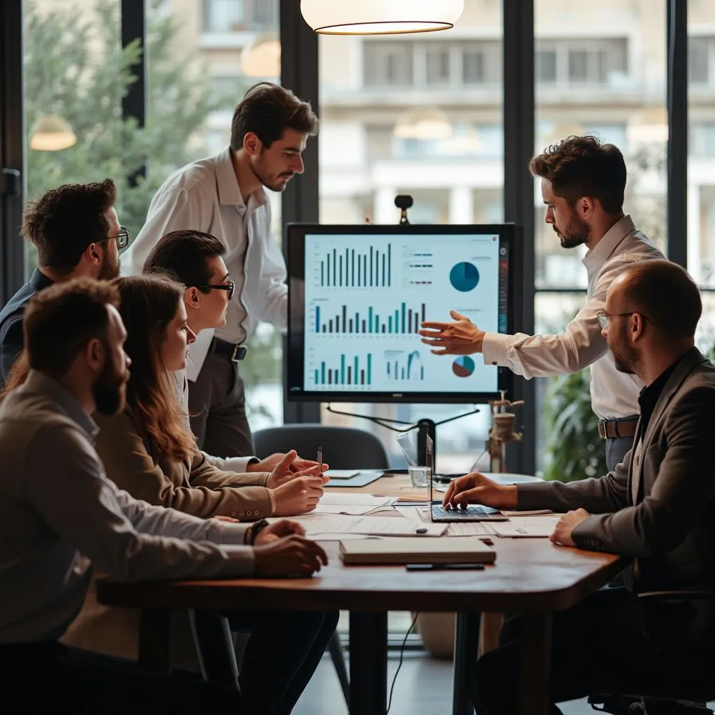 Equipo de FinanzasPro en una reunión estratégica discutiendo mercados argentinos
